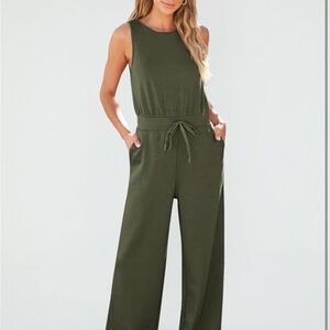 Olive Green Sleeveless Jumpsuit